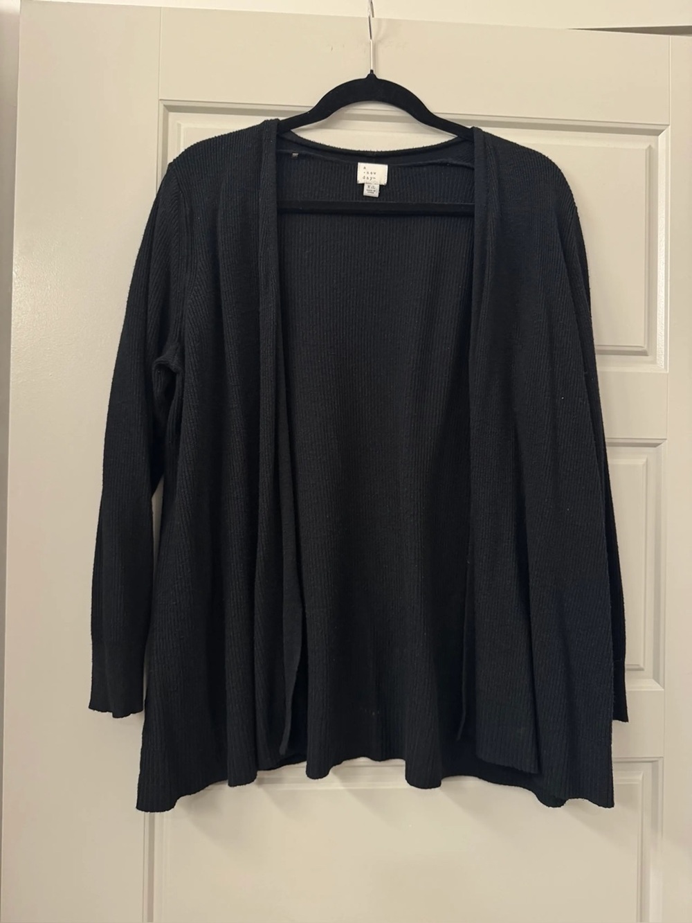 A New Day Long Open-Front Black Cardigan